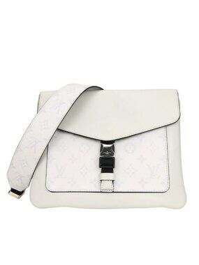 Louis Vuitton Shoulder Bag Flap Messenger Taiga Monogram Antarctica Gray